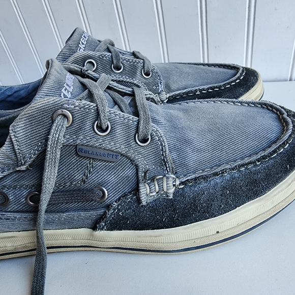 Skechers Mens Relaxed Fit Laced Blue memory foam Casual Shoe Sz 9 - Picture 3 of 11